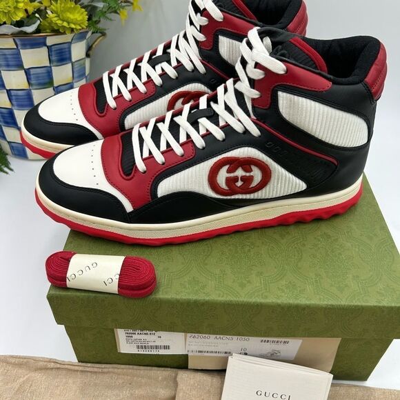 Men’s Gucci Mac 80 high top leather sneakers size 10 made in Italy - Picture 7 of 10